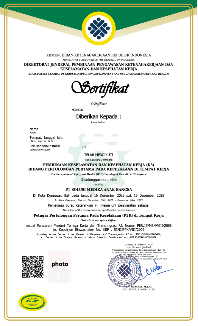 Kemnaker RI Certificate